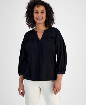 Style & Co - Women's Split-Neck Relaxed-Fit Top