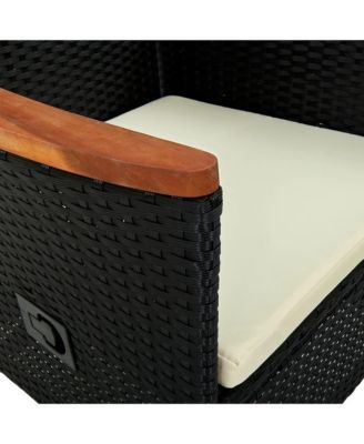 Patio Chairs 2 pcs with Cushions Poly Rattan Black