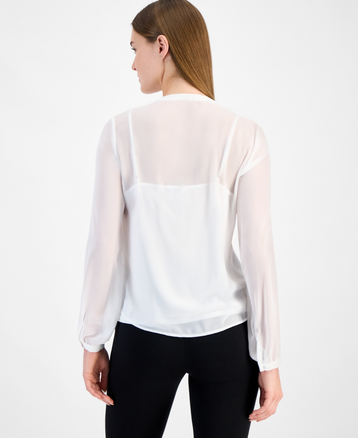 ANNE KLEIN WOMEN'S RUFFLE-FRONT BUTTON-FRONT BLOUSE 