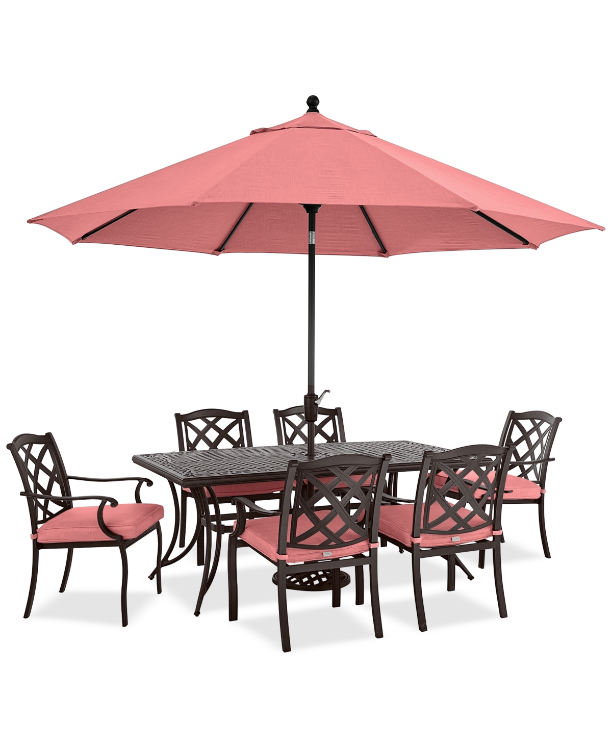 Agio Wythburn Outdoor Dining 7pc Set (72"x38" Table & 4 Lattice Dining Chairs & 2 Lattice Swivel Chairs)
