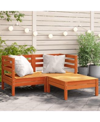 Patio Sofa 2-Seater with Footstool Wax Brown Solid Wood Pine
