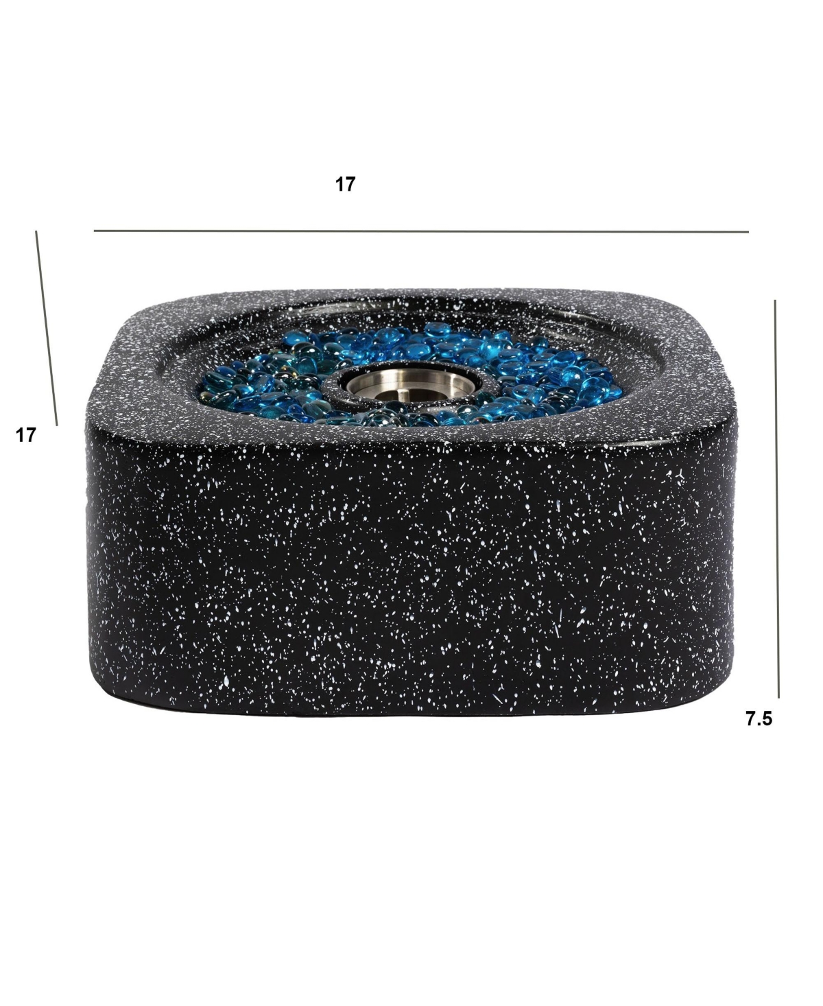 Tabletop Fire Pit, Concrete & Stainless Steel Portable Fire Pit with Decorative Glass Beads, Bioethanol or Gel Fuel, 3000 Btu