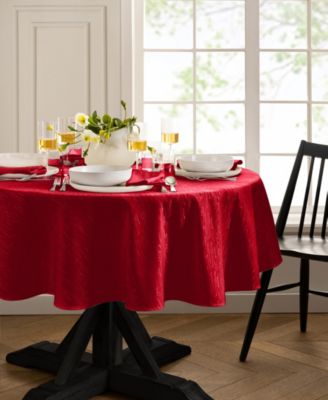 Continental Solid Texture Water and Stain Resistant Round Tablecloth, 90" 