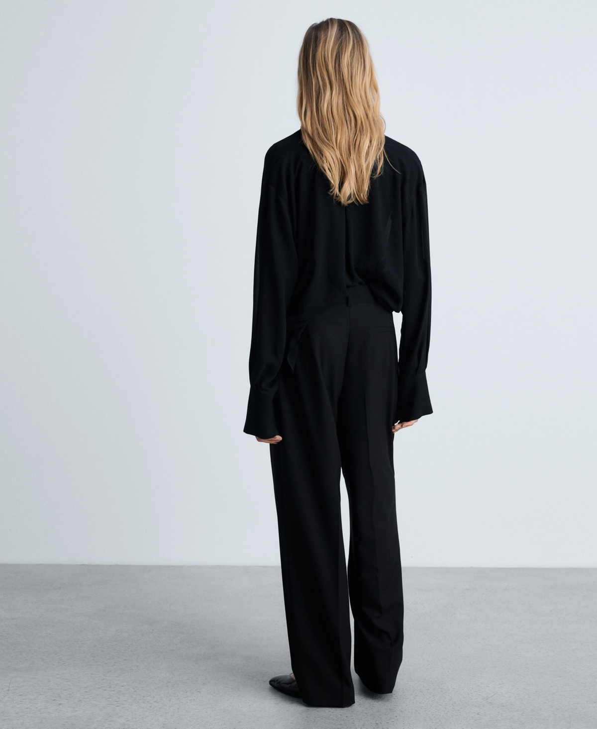 Shop Mango Women's Wide Leg Pleated Trousers In Black