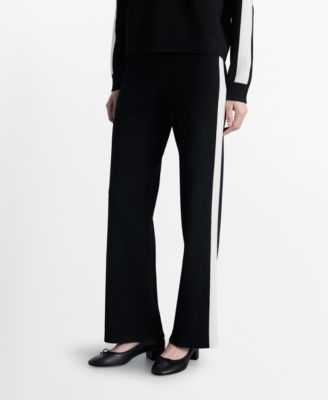 MANGO - Women's Contrasting Stripes Knitted Trousers