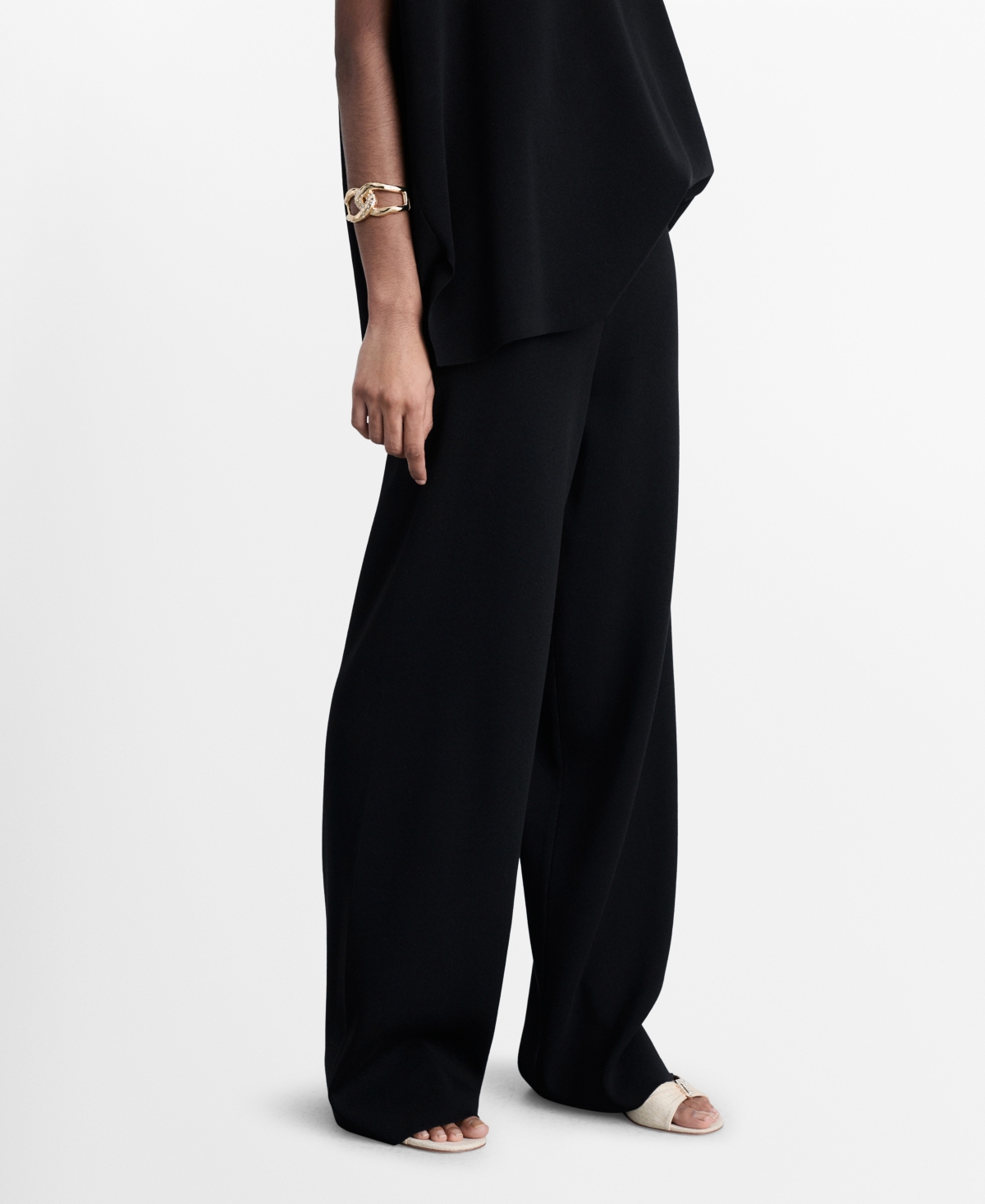 Shop Mango Women's Straight Knitted Trousers In Black