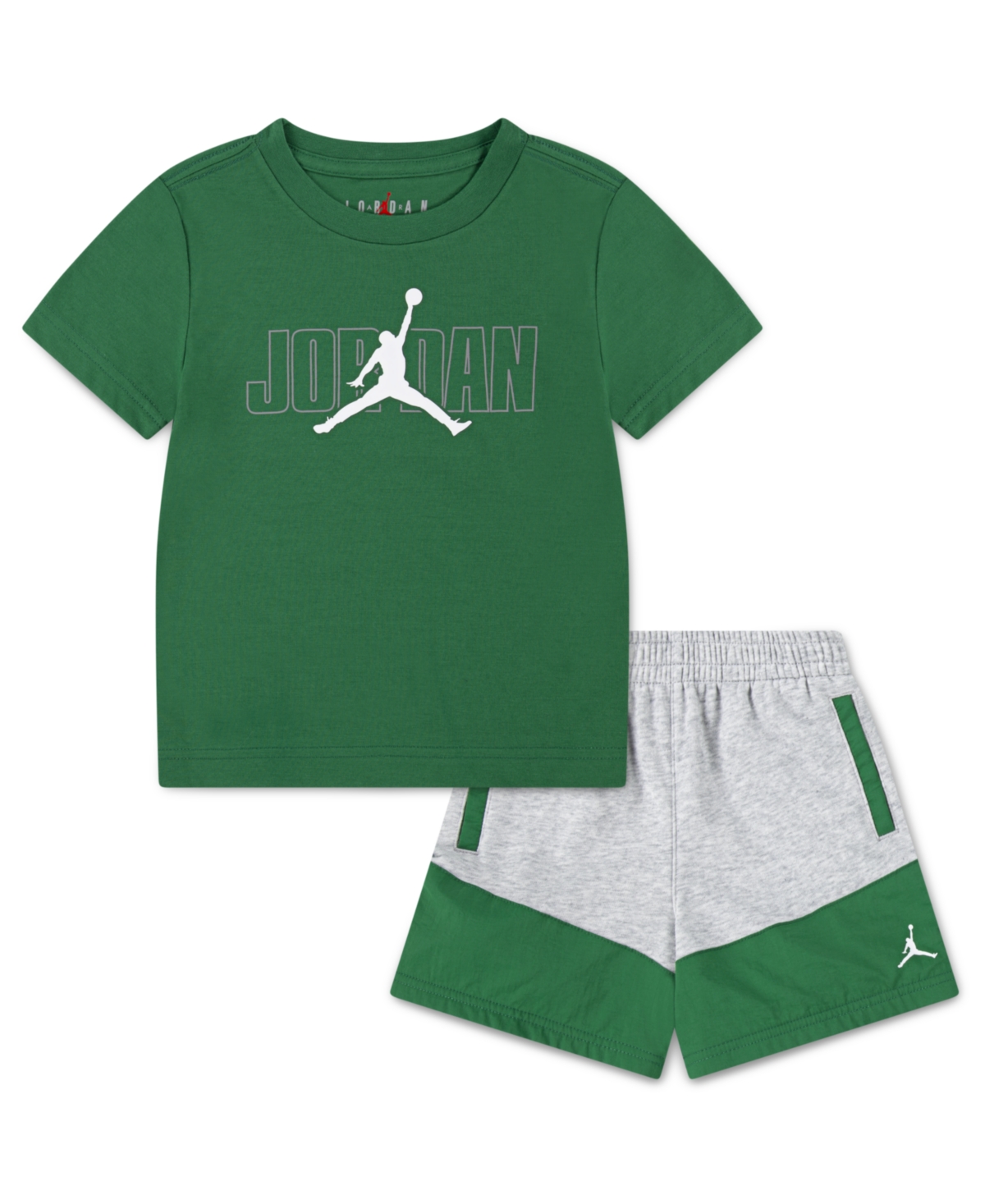 Jordan Toddler Boys 2-piece Stacked Mixed Shorts And T-shirt Set In Light Gray Heather