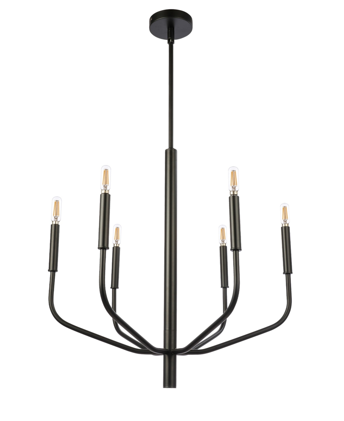 Dainolite 23.50" Metal Eleanor 6 Light Chandelier In Matte Black