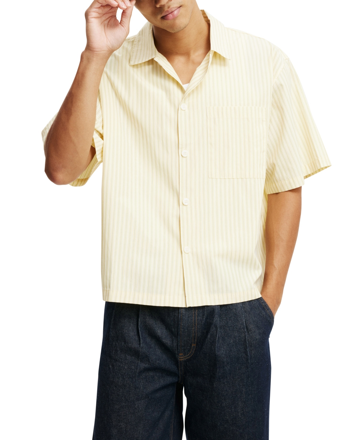 Shop Cotton On Men's Ventura Short Sleeve Shirt In Summer Yellow Stripe