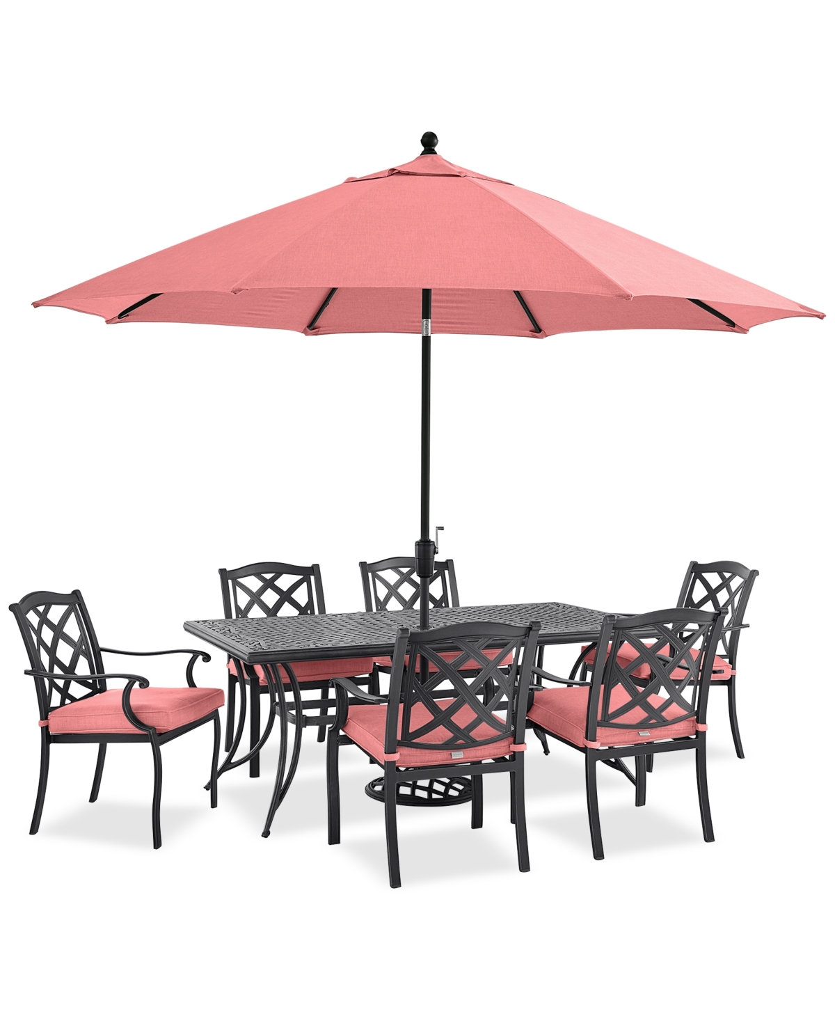 Agio Wythburn Outdoor Dining 7 Pc Set (72"x38" Table & 6 Lattice Dining Chairs)