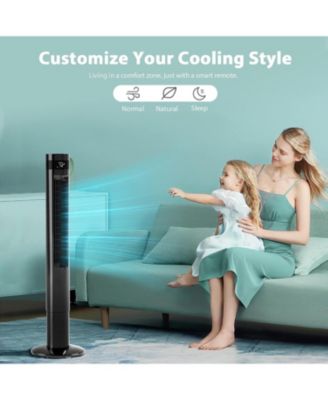 43 inch Tower Fan Portable Electric Oscillating Fan Quiet Remote Control Bladeless Floor Fan 3-Speed Wind Mode 12H Timer Bedroom Office