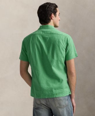 Men's Classic-Fit Linen-Cotton Camp Shirt