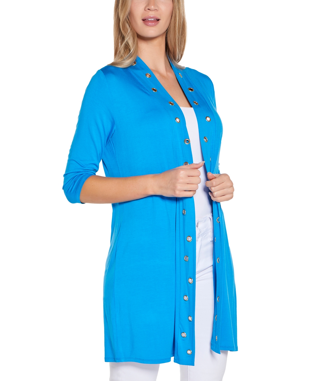 Belldini Grommet-trim Cardigan In Mediterranean