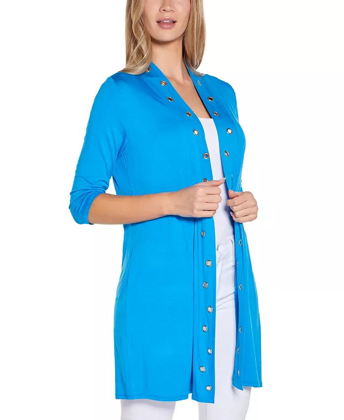 Women's Grommet-Trim Duster Open Front Cardigan Top - thumbnail 6