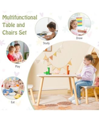 3 Pieces Kids Table and Chairs Set for Arts Crafts Snack Time