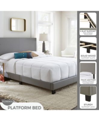 Florence Leatherette Upholstered Platform Bed Frame with Adjustable Headboard - Boyd Sleep