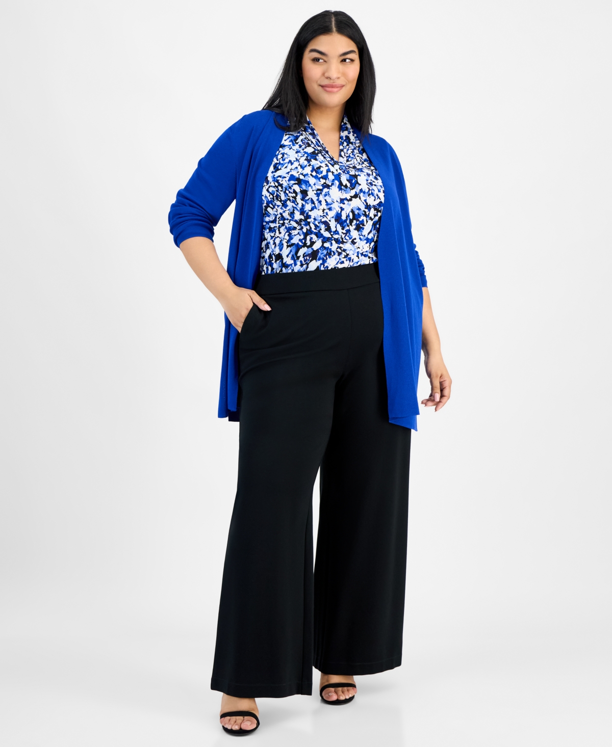 ANNE KLEIN PLUS SIZE NAPA OPEN-FRONT CARDIGAN 