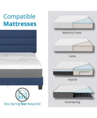 Piedmont Leatherette Upholstered Platform Bed Frame with Adjustable Headboard - No Box Spring Required