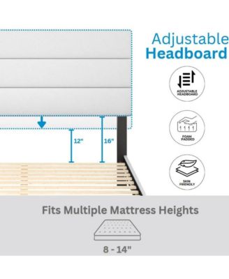 Piedmont Leatherette Upholstered Platform Bed Frame with Adjustable Headboard - No Box Spring Required