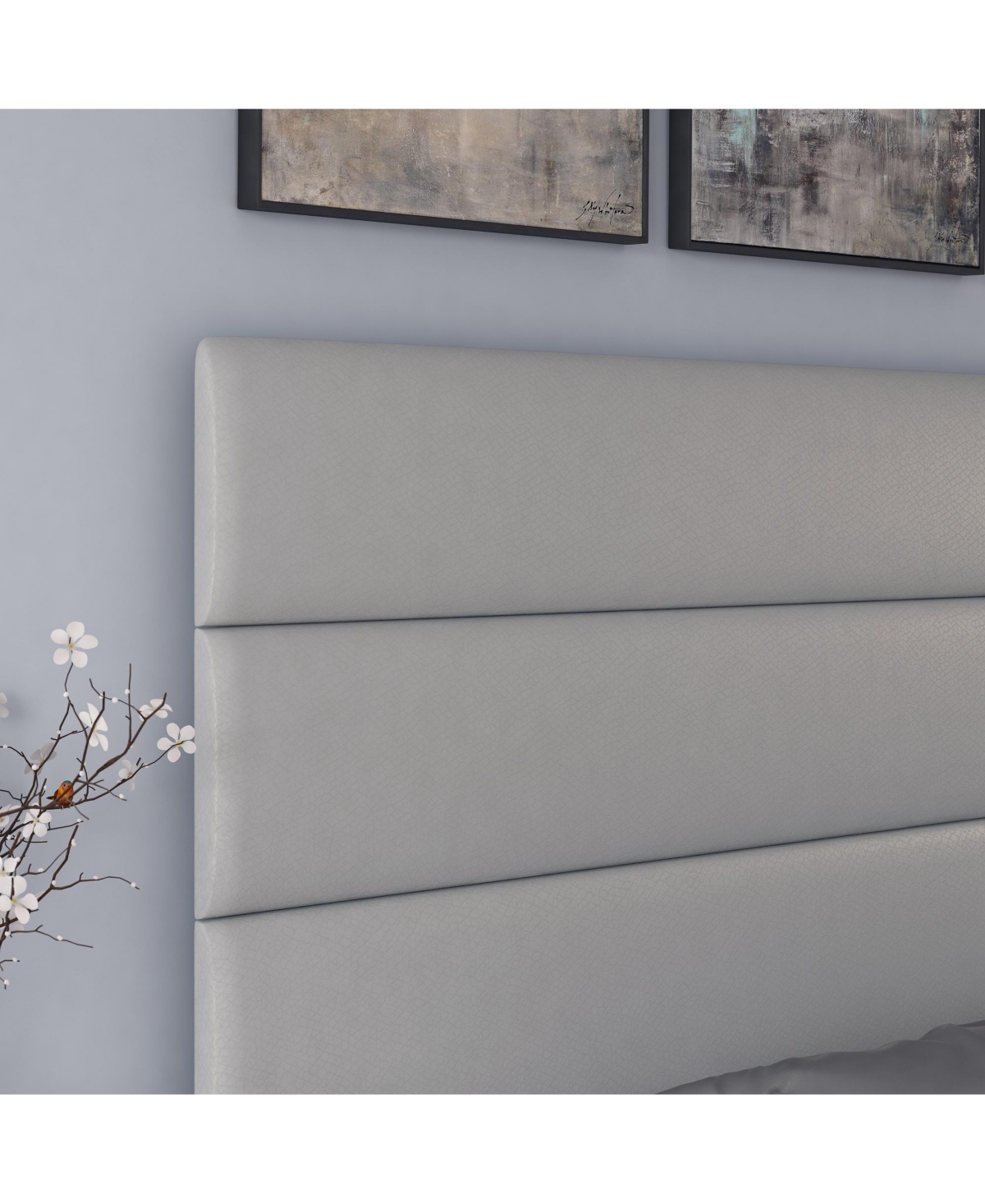 Boyd Sleep Piedmont Leatherette Upholstered Platform Bed Frame with Adjustable Headboard