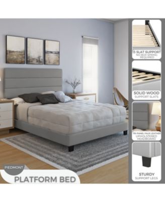 Piedmont Leatherette Upholstered Platform Bed Frame with Adjustable Headboard - No Box Spring Required