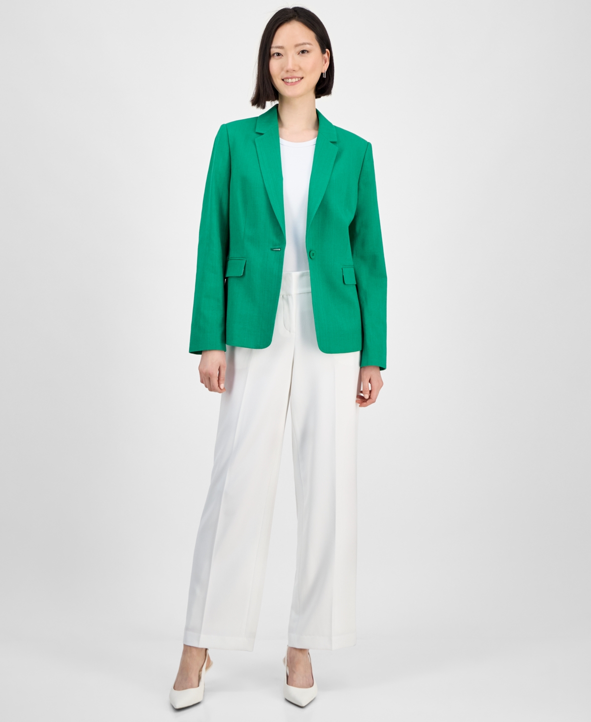 Tahari Asl Women's Peak-lapel Button-cuff Jacket, Regular & Petite In Clover