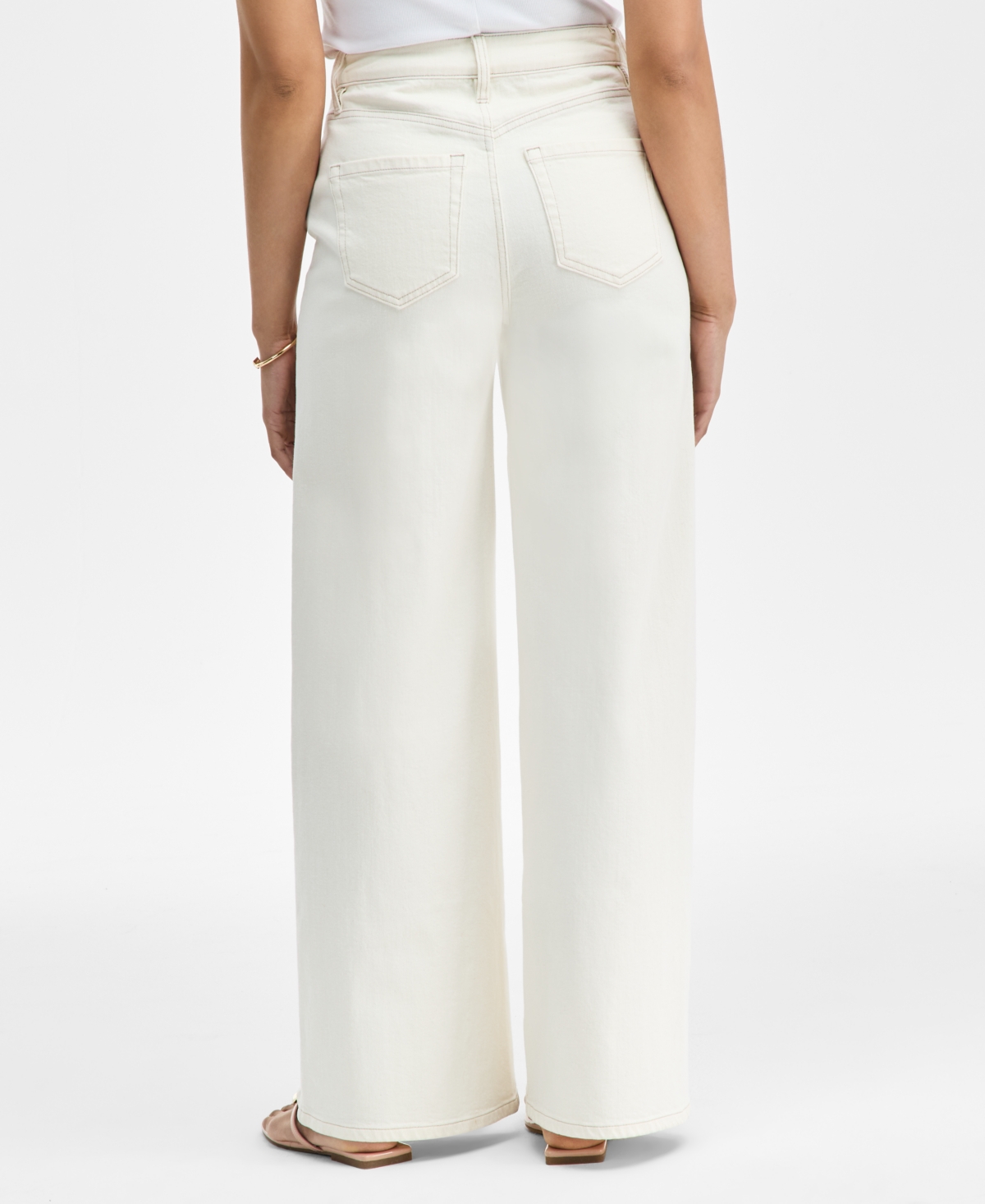 Inc International Concepts Women's Zip-front Wide-leg Jeans, Exclusively At Macy's In Vintage Cream