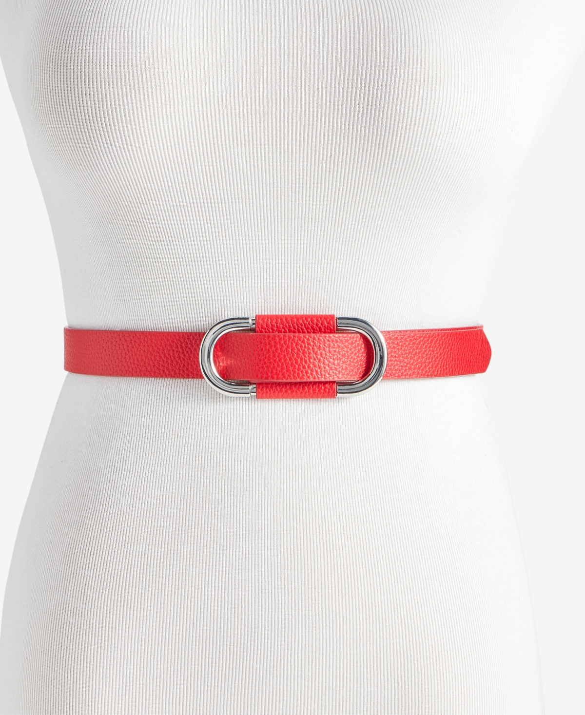 On 34th Pull-through Skinny Belt, Exclusively At Macy's In Red