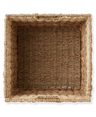 12" x 12" Mixed Weave Storage Baskets, Natural - Set of Collapsible Cubes, Woven Bin Organizers for Bathroom, Bedroom, Laundry