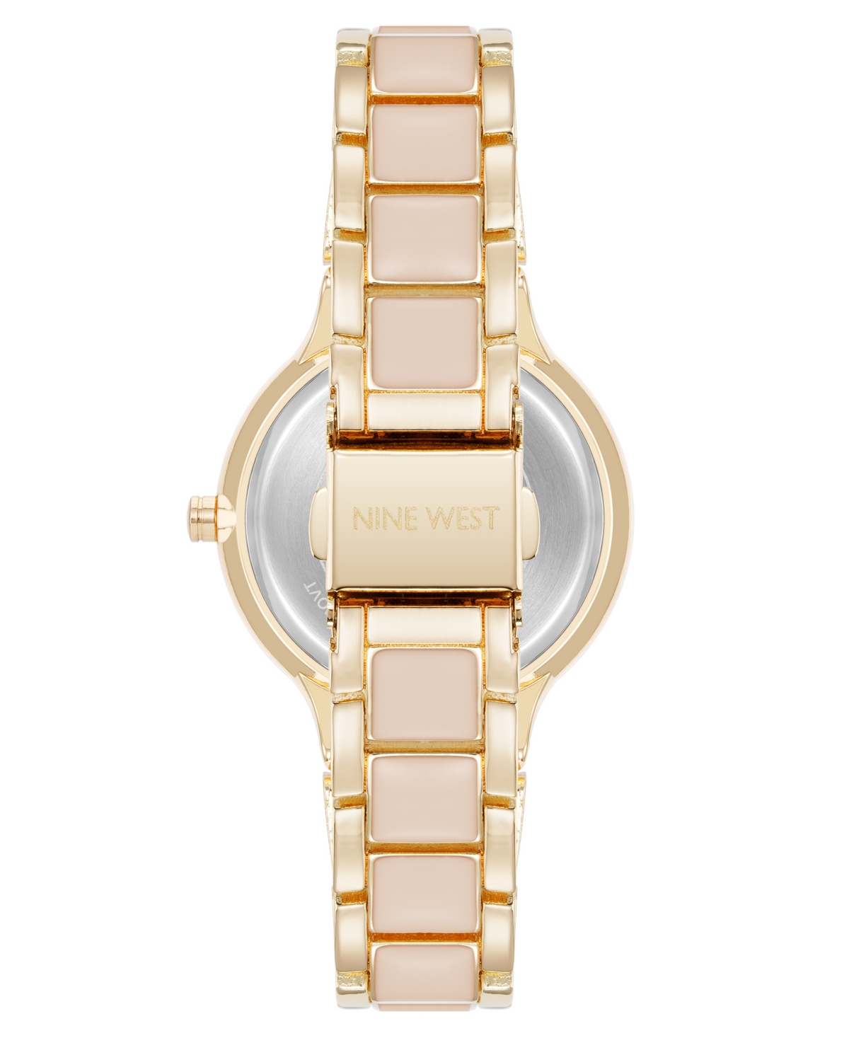Shop Nine West Women's Quartz Round Pink Enamel And Gold-tone Metal Alloy Watch, 32mm In Pink,gold-tone