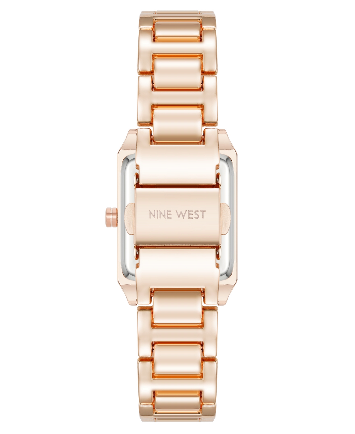 Nine West Women's Quartz Rectangular Rose Gold-tone Metal Alloy Bracelet Watch, 24mm In Rose Gold-tone