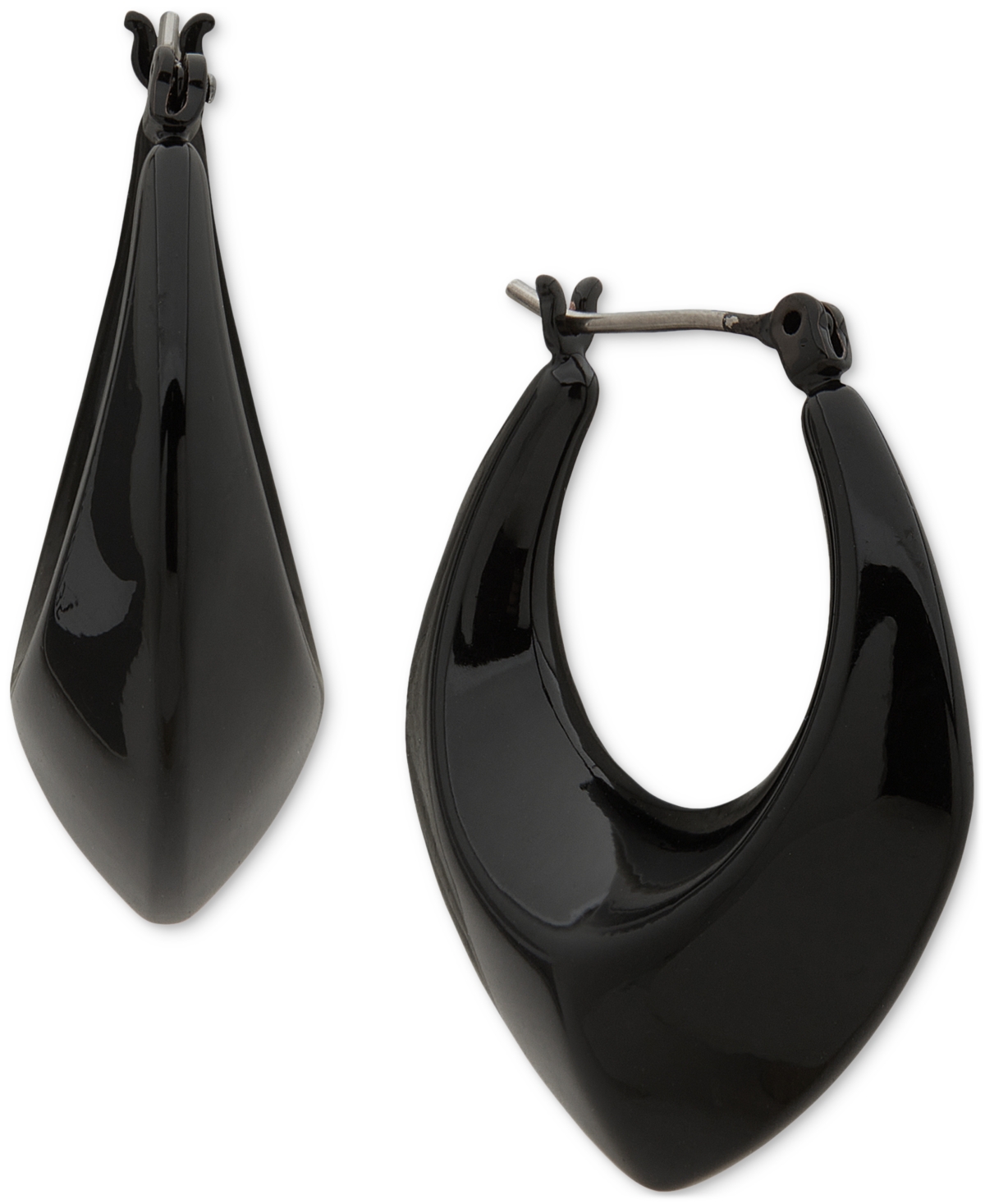 Dkny Pointed Puffy Medium Hoop Earrings, 1.18" In Black