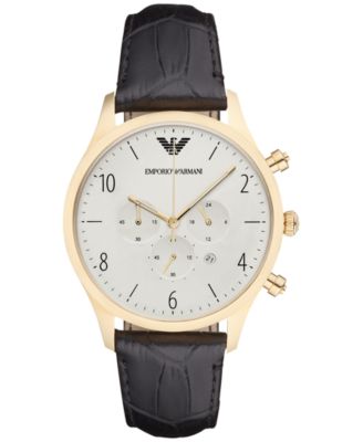 Emporio Armani - Men's Chronograph Beta Black Leather Strap Watch 43mm AR1892