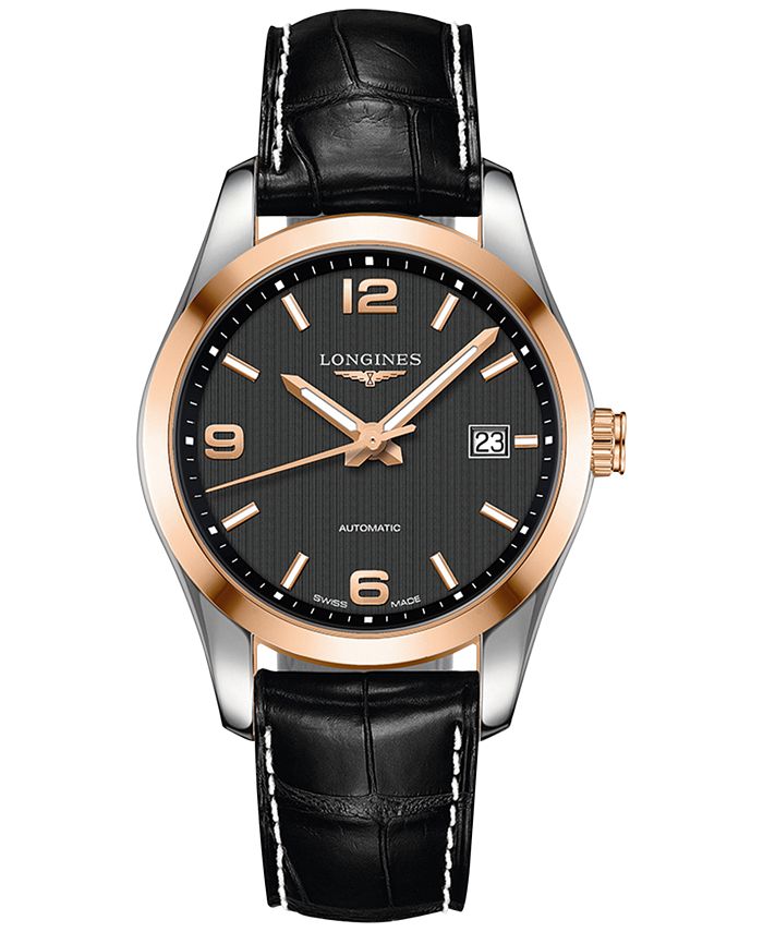 Longines Men s Automatic Conquest Classic Black Leather Strap