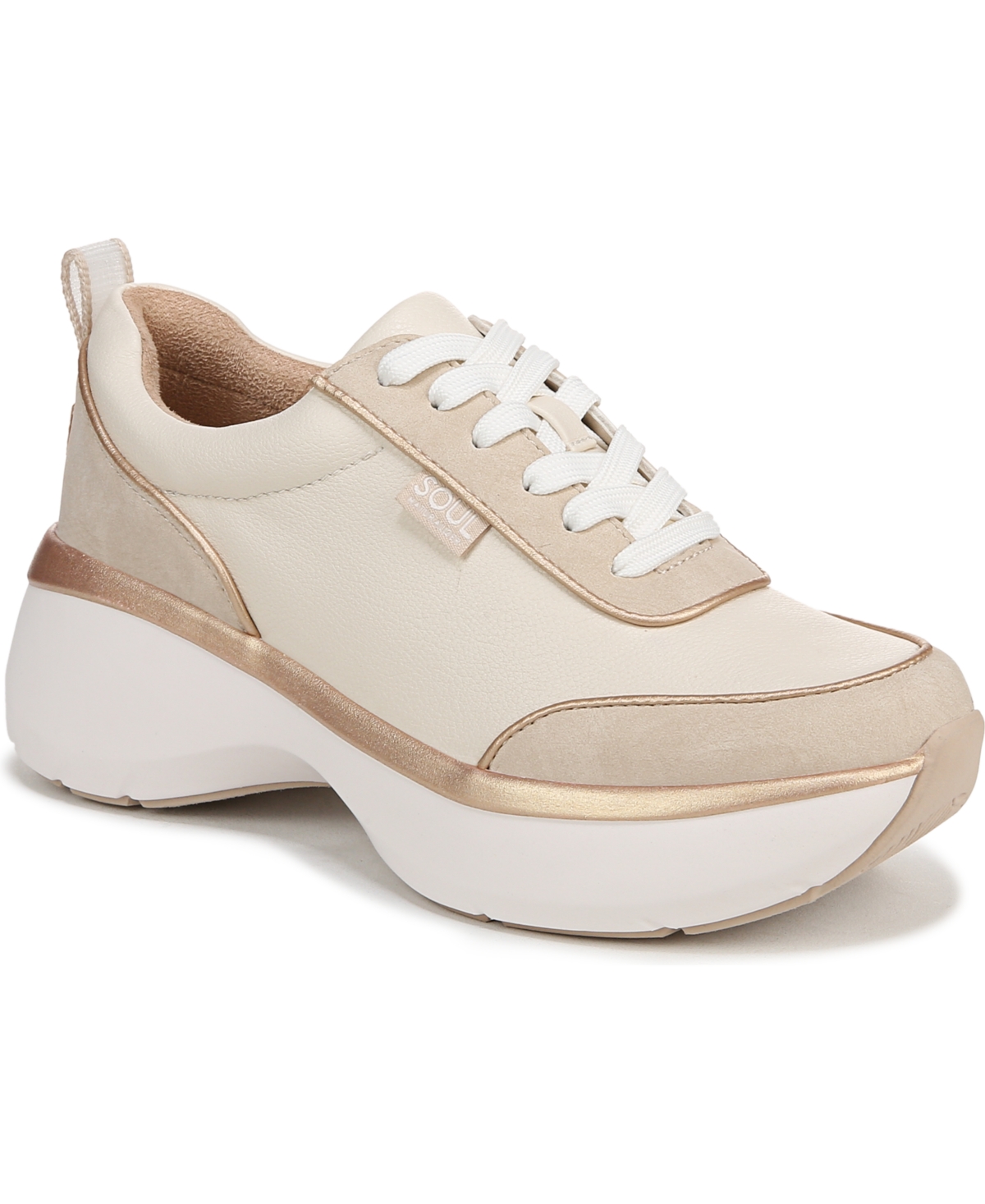 Shop Soul Naturalizer Women's Roquel Lace Up Platform Sneakers In Porcelain Faux Nubuck