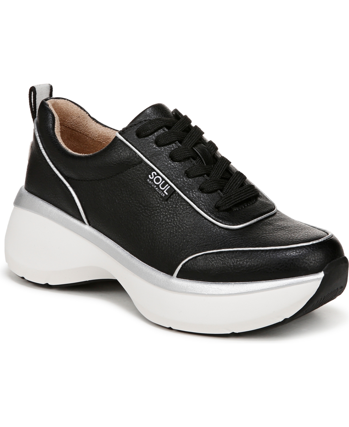 Shop Soul Naturalizer Women's Roquel Lace Up Platform Sneakers In Black Faux Leather
