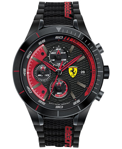 Scuderia Ferrari Men's Chronograph RedRev Evo Black Silicone Strap Watch 46mm 830260
