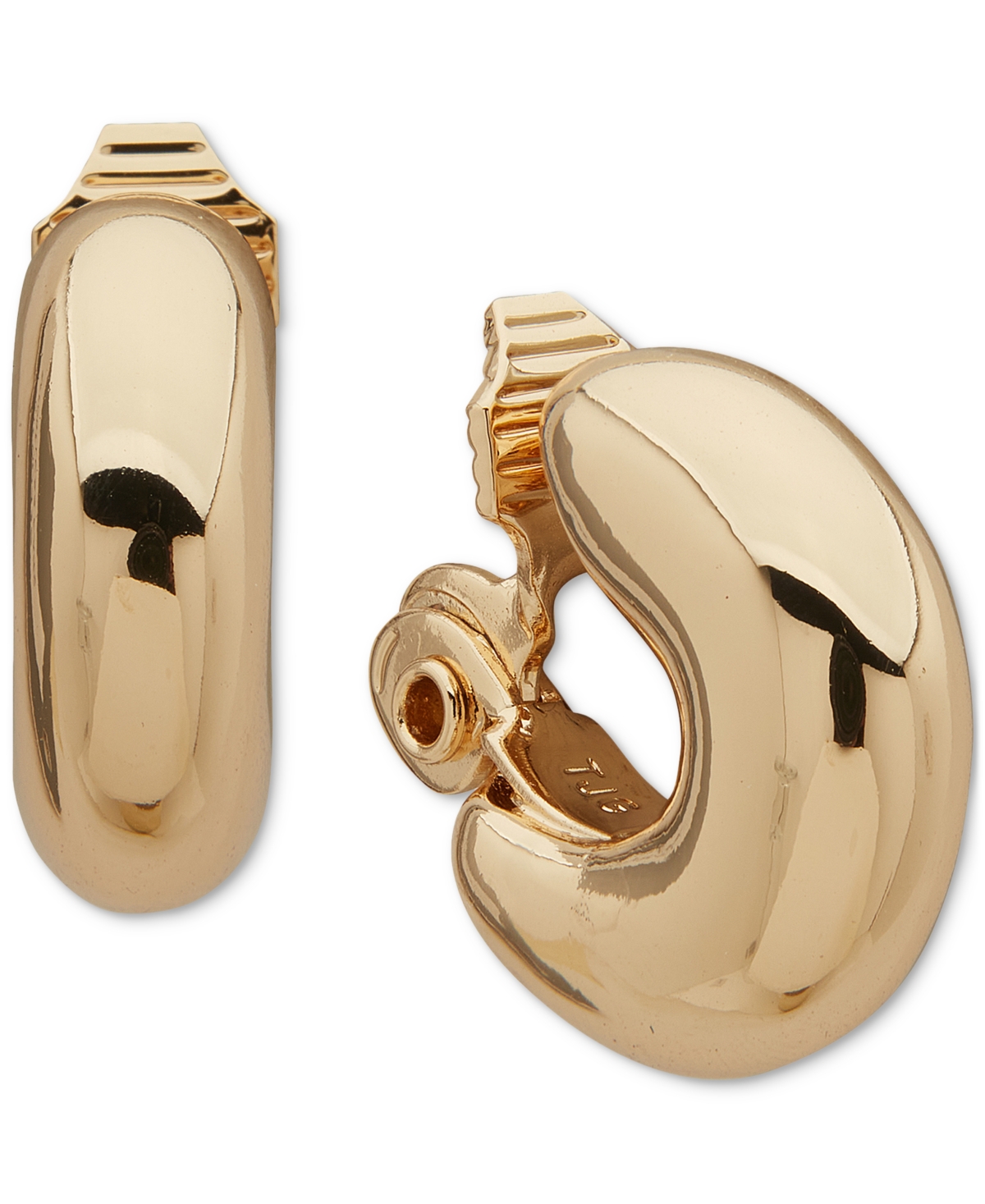Anne Klein Gold-tone Puffy C Hoop Clip On Earrings In Gold
