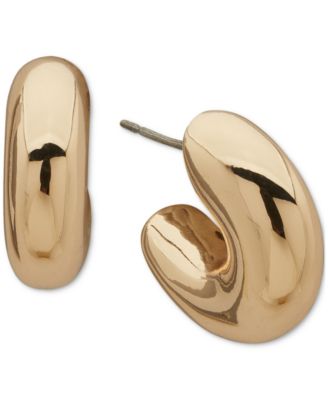 Anne Klein - Gold-Tone Puffy Huggie Small C Hoop Earrings, 0.83"
