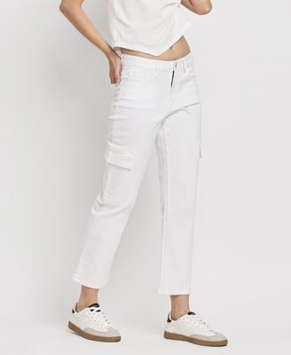 Women's High Rise Cargo Straight Jeans