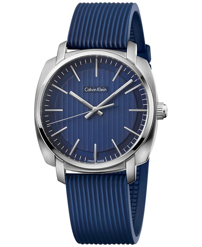 Calvin Klein Men's Swiss Highline Blue Rubber Strap Watch 40mm K5M311ZN ...