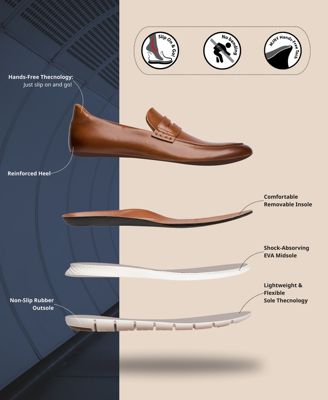 Men's Douglas Street Hands-Free Slip On Technology Lightweight Leather Penny Loafers