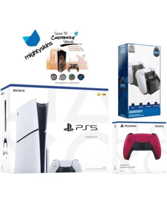 PlayStation 5 Slim Disc with Extra Controller, Dual Charging Dock and MightySkins Decal Code
