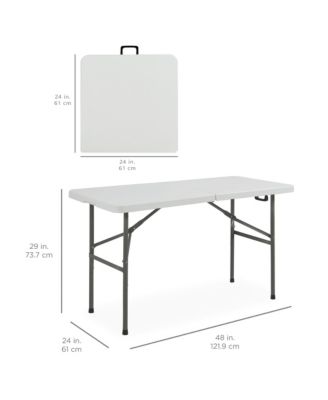 4ft Plastic Folding Table, Indoor Outdoor Heavy Duty Portable w/ Handle, Lock for Picnic