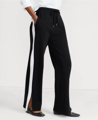 Women's Sport Knit High Rise Relaxed Straight Leg Side Stripe Pants