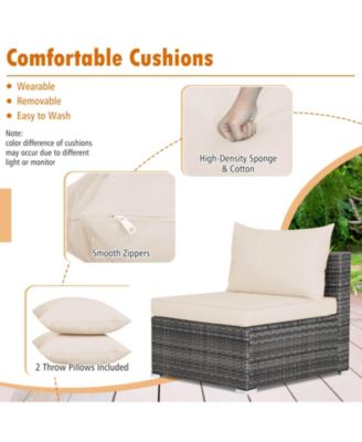 Set of 7 Rattan Furniture Set Sectional Sofa Cushioned Patio