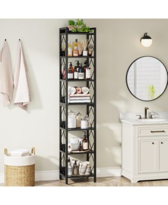 78.7 Inch Extra Tall Narrow Bookshelf, 8 Tier Bookcase for Small Spaces, Freestanding Display Shelves