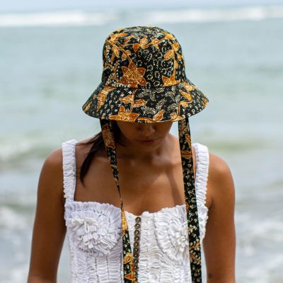 Jasmine Chinoiserie Batik Hat In Brown and Black