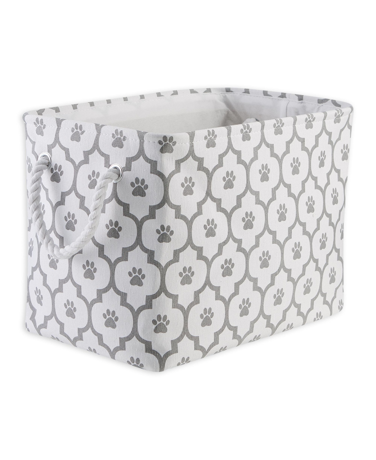 Collapsible Pet Storage Bin Lattice Paw Print - White/gray