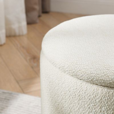  2-in-1 Chenille Ottoman with Stool and Storage